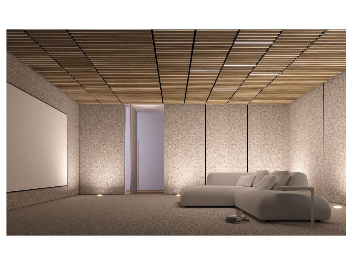 MICROBAFFLE acoustic wall - fiber black - 60x120cm 4-point suspension + wood